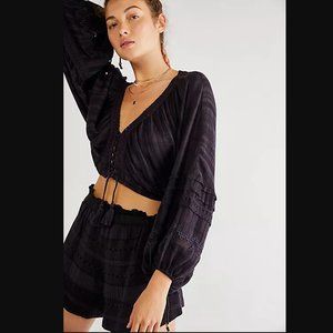 Free People Paloma Shorts Set NWT Black, MEDIUM
